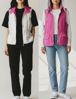 Ralph Lauren Collection Reversible Vest In Pink/White Combo Size Large